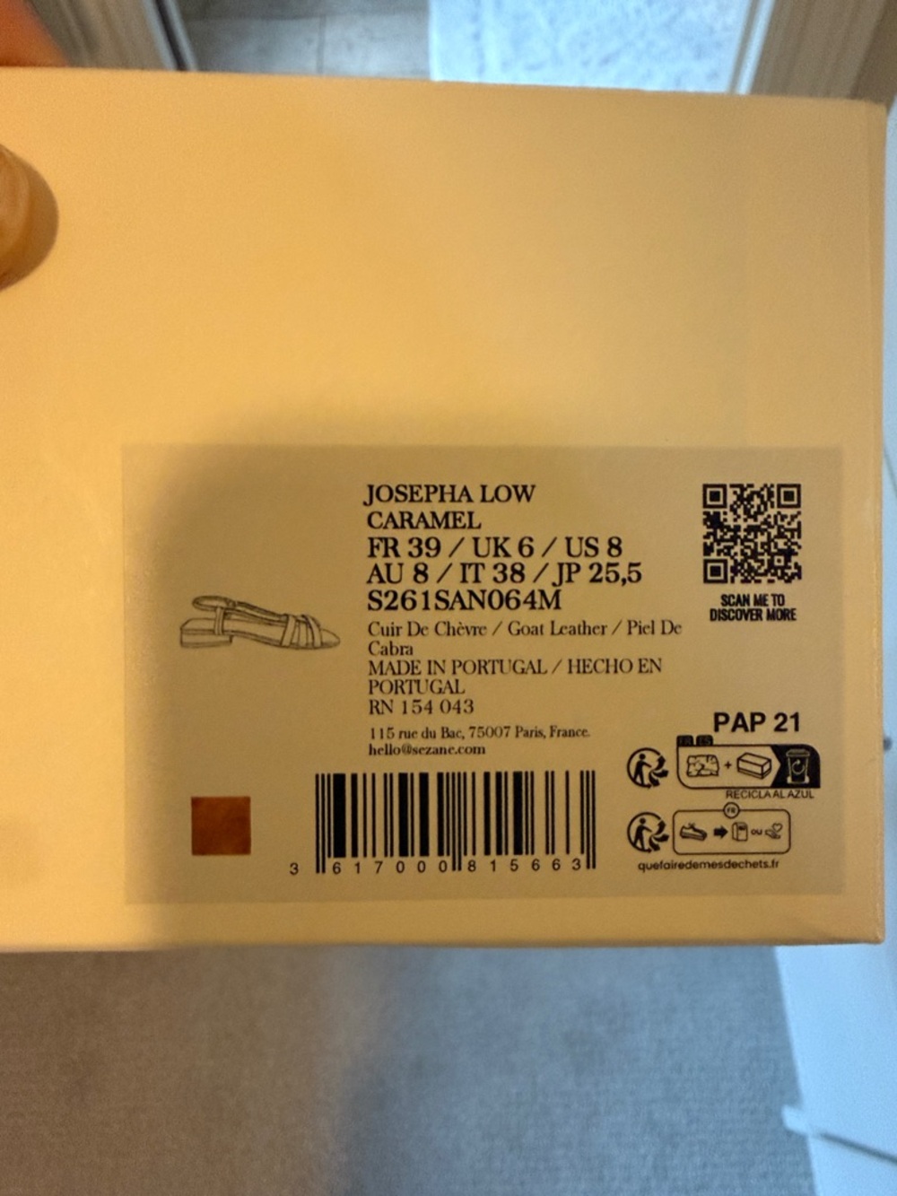 Never Worn Sezane Josepha Low Caramel Sandals. Size 8 - Picture 4 of 5